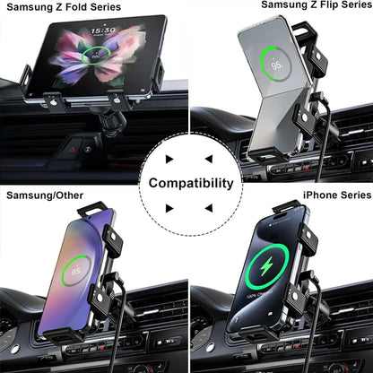Dual Coil Fold Screen Car Wireless Charger For Android / IPhone